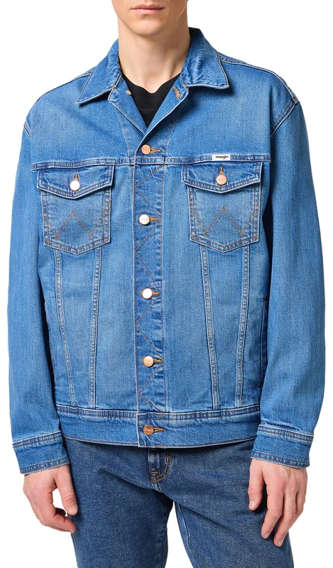 Wrangler Men's Anti Fit Denim Jacket, Blue Eyes Blue, X-Large, Blue eyes blue, XL