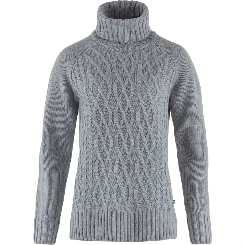 Fjallraven 84793-055 Övik Cable Knit Roller Neck W Sweatshirt Women's Flint Grey Size S
