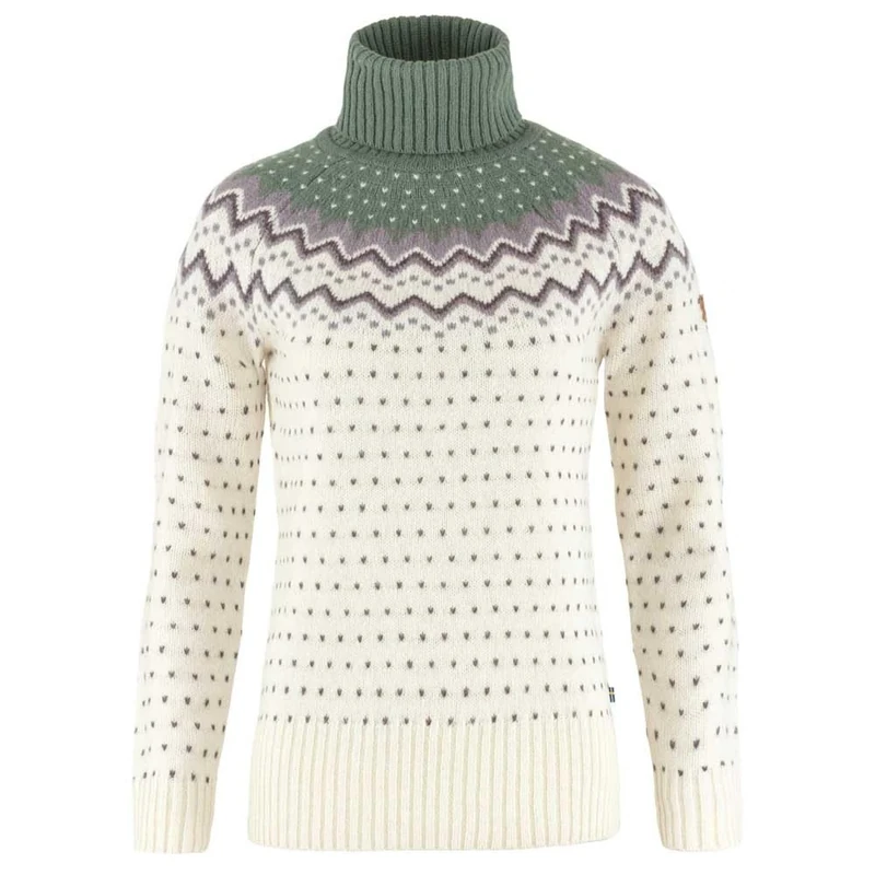 Fjallraven 84792-113-614 Övik Knit Roller Neck W Sweatshirt Women's Chalk White-Patina Green Size XS