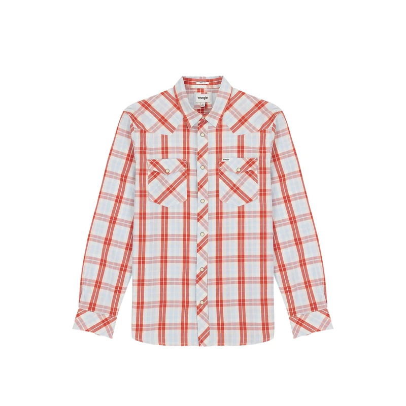 Wrangler Men's Western Shirt, Blue, XXL - Image 1