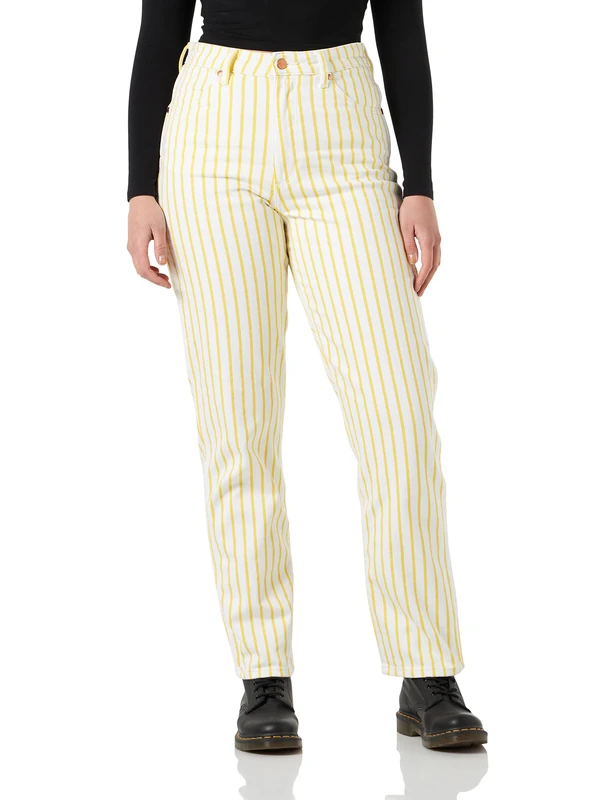 Wrangler Women's Mom Straight Jeans, Sunshine Stripes, 40W x 32L