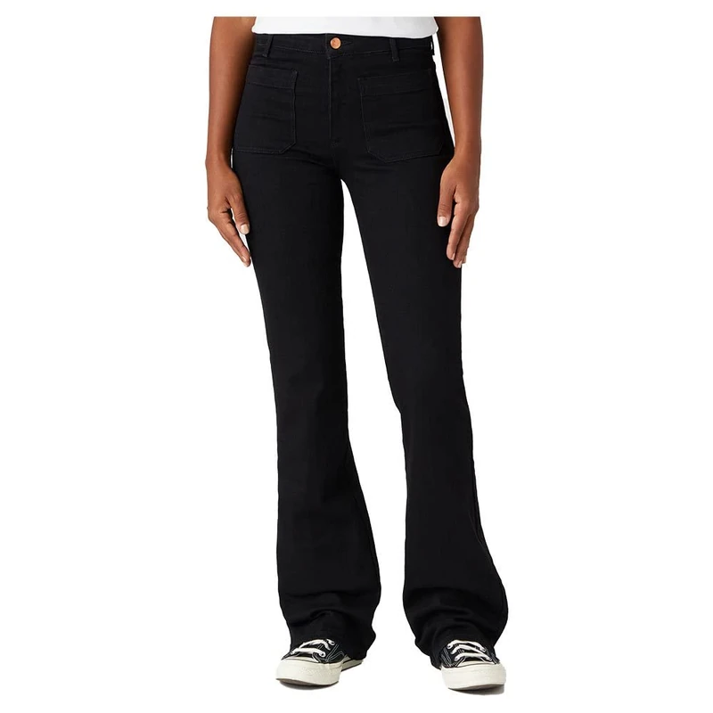 Wrangler Women's Flare Jeans, Retro Black, 33W x 34L