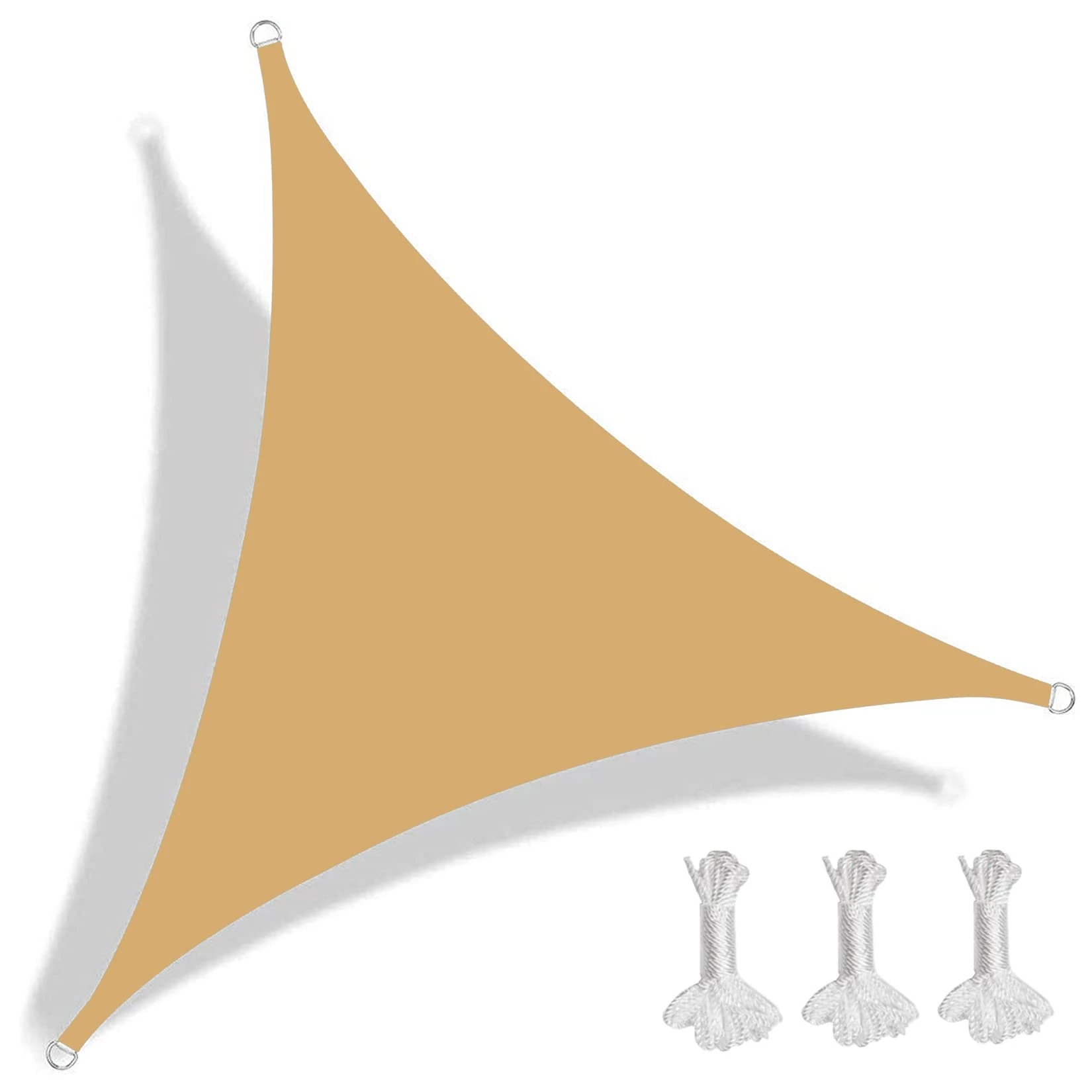 KUAW Garden Sail Outdoor Triangle Awnings 8.2x8.2x8.2m Weather-resistant Balcony Windscreen Sun Shade Sail Canopy Waterproof For Porch Deck Outdoor Backyard Patio Terrace, Cream Color