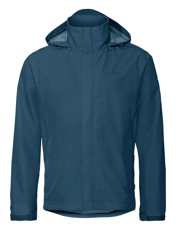 Vaude Men'S Escape Light Rain Jacket - Size 36 In Blue, Water-Repellent Outdoor Jacket, Breathable Windbreaker With Hood, Climate-Friendly Hiking Jacket