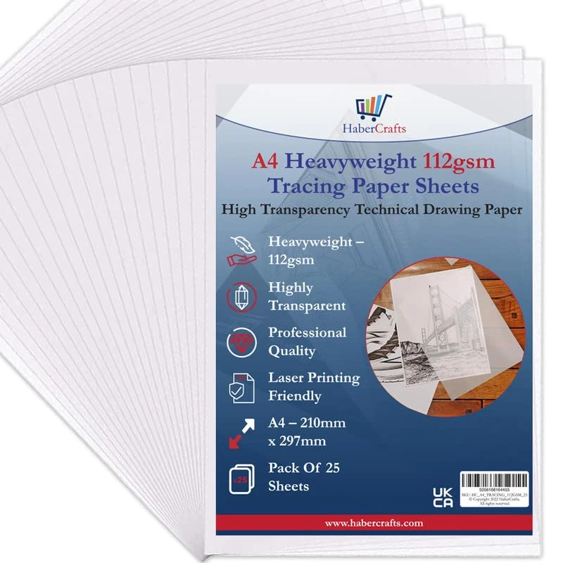 A4 112gsm Tracing Paper Sheets Printable Tracing Paper Acid Free High Transparency Technical Drawing Paper for Drawing Sketching Dressmaking 210 X 297mm (A4 Size - 112gsm Heavyweight - 500 Sheets)
