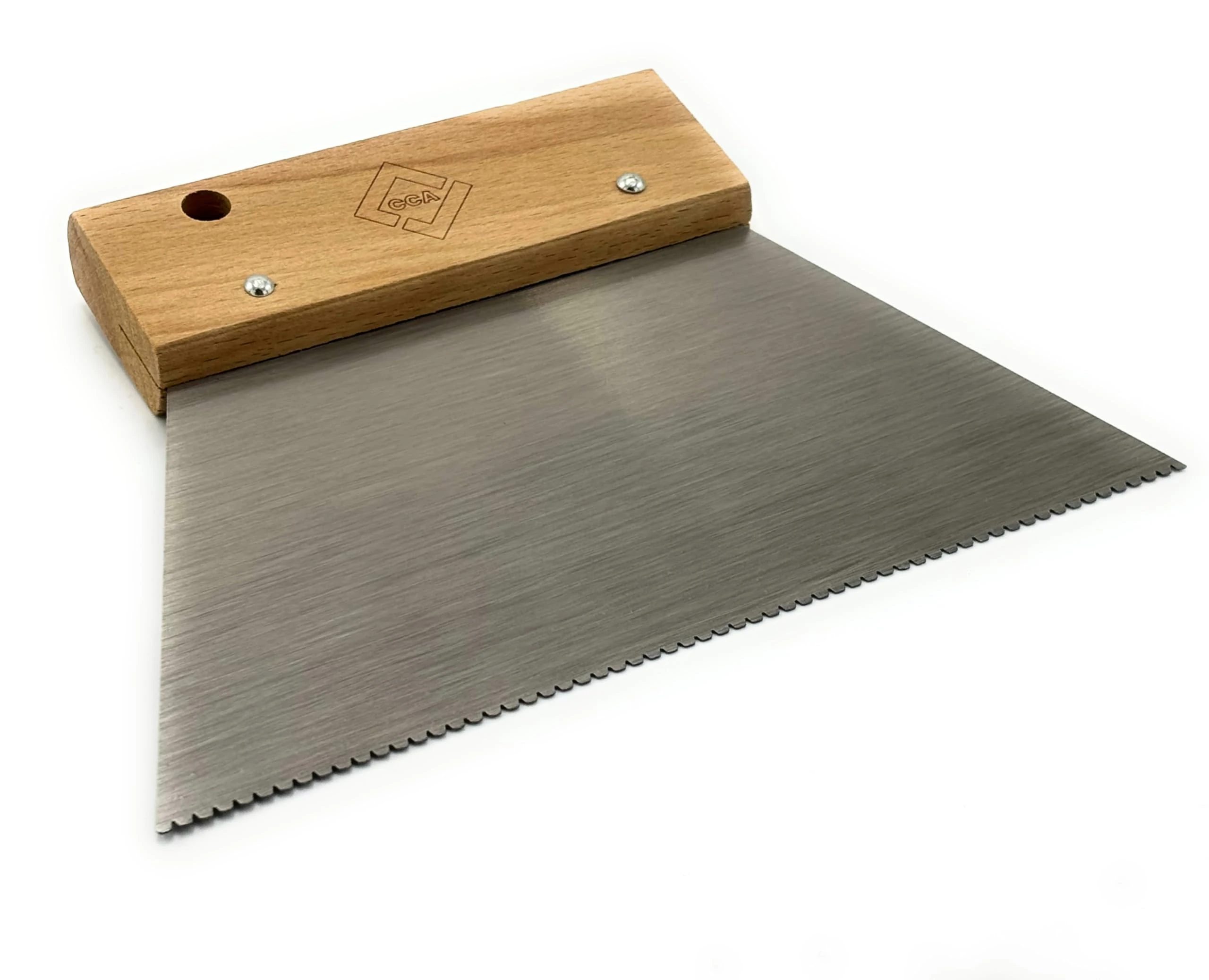 CCA - A2 Hand Adhesive Fan Spreader with Wooden Handle. for Spreading Pressure Sensitive Adhesive Beads evenly, Fitting LVT Flooring for The Perfect fit. 18cm, V Notch