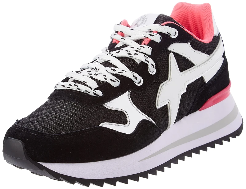 W6yz Yak W. Sneakers in Suede and Technical Fabric Pink/White, Black White, 3.5 UK
