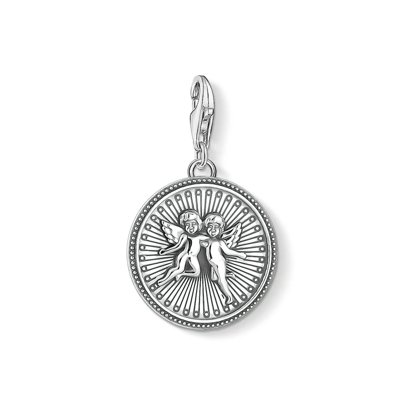 Thomas Sabo Women Charm pendant angel silver 925 Sterling Silver, Blackened 1734-637-21