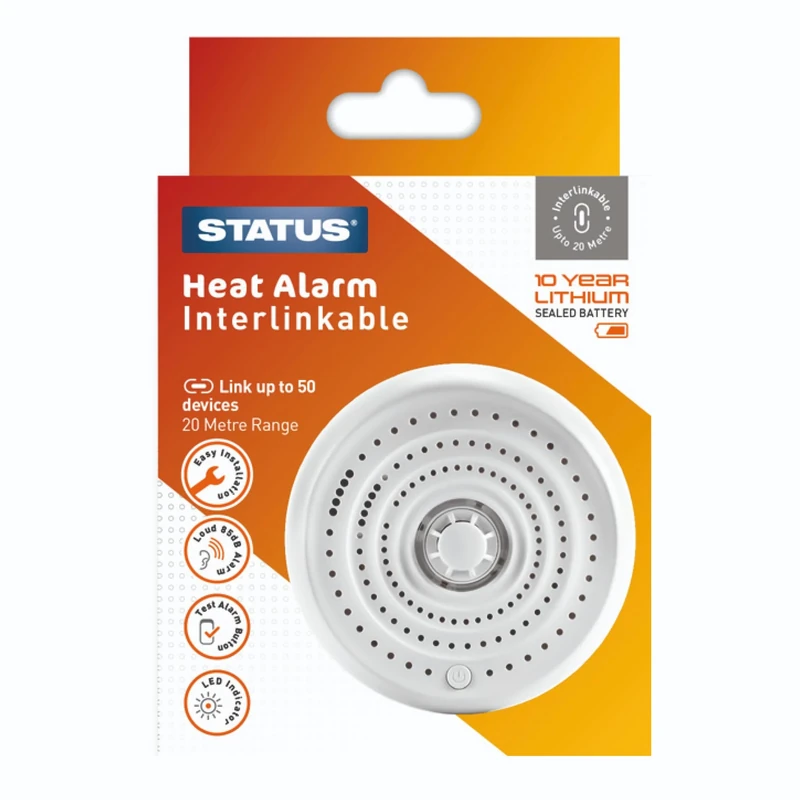 STATUS Interlinkable Heat Alarm | Home Heat Alarm | Heat Detector including Batteries | SIHA1PKB4
