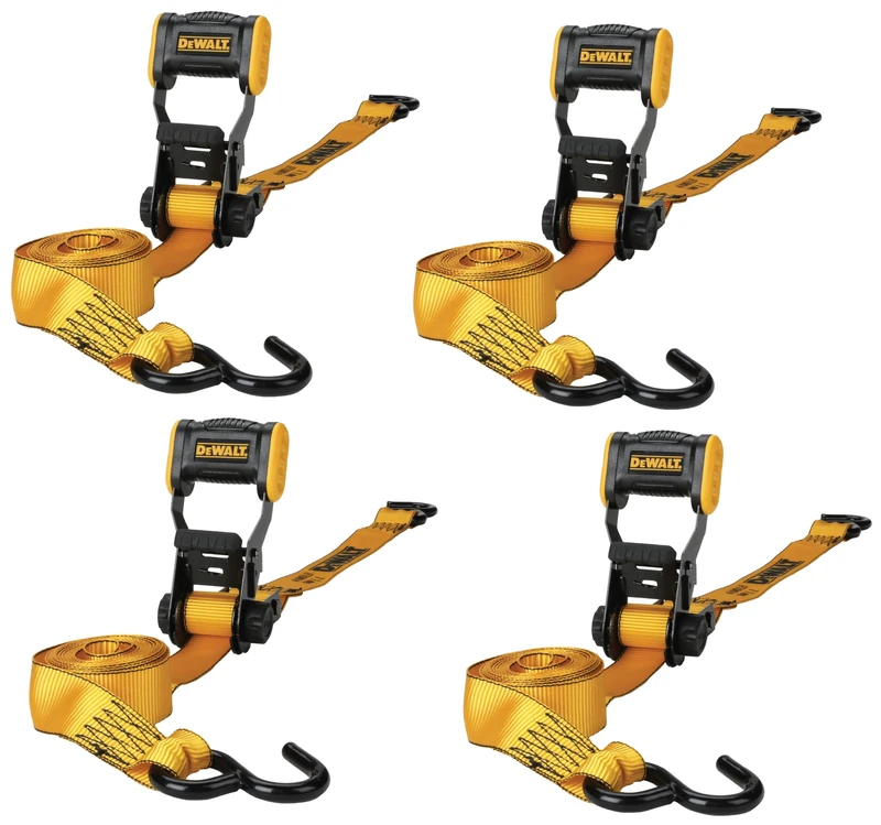 DEWALT DXBC18004 1.25" x 12' Ratchet Tie Down Straps 1800 LB Break Strength (4 PK)