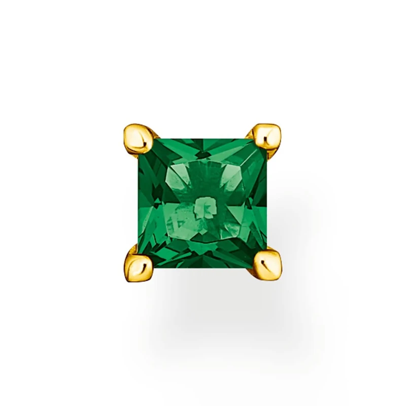 THOMAS SABO Single ear stud with green stone gold 925 Sterling Silver, 18k Yellow Gold Plating
