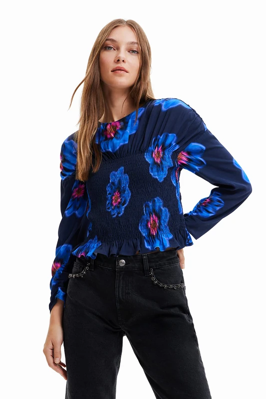 Desigual Women's Blus_Martina 5001 Navy Blouse, Blue, XL