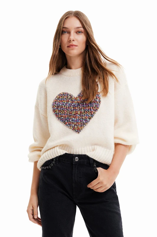 Desigual Women's JERS_Cory 1000 White Sweater, L