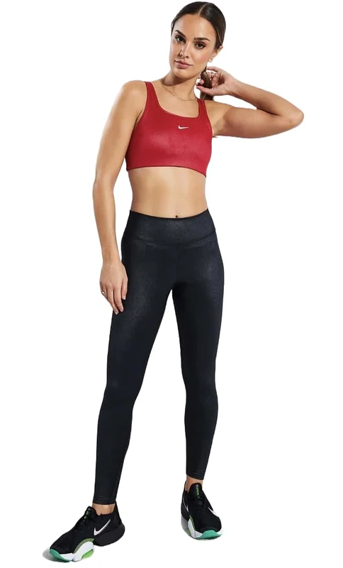 Nike One Dri Fit Mv Shne Mr Tights Black/White XL