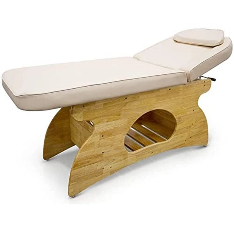 Quirumed Wooden SPA Table with Shelf Beige