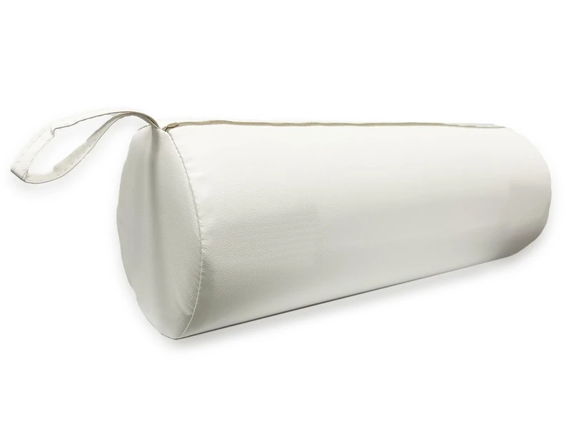 QUIRUMED Roller Cushion, 55 x 15 cm, White, Leatherette, Foam Filling, Yoga, Fitness, Massage