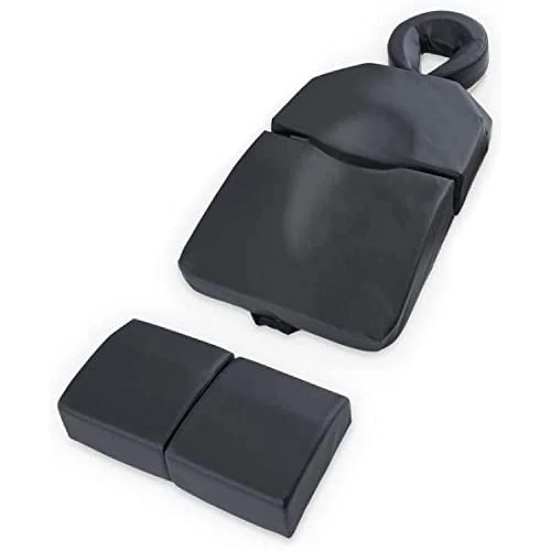 QUIRUMED massage pillow for pregnant women, ergonomic, faux leather, foam filled, black color, with face cushion, with footrest, with transport bag