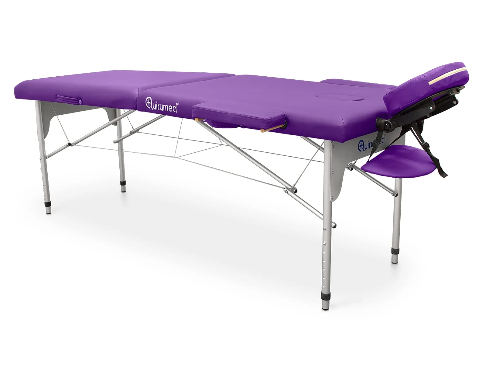 Quirumed Aluminium Folding Massage Table Easy, Colour Purple, 186 x 66 cm, Massage Table, Leatherette, Lightweight, Portable, Telescopic Height adjustment, Up to 140 kg