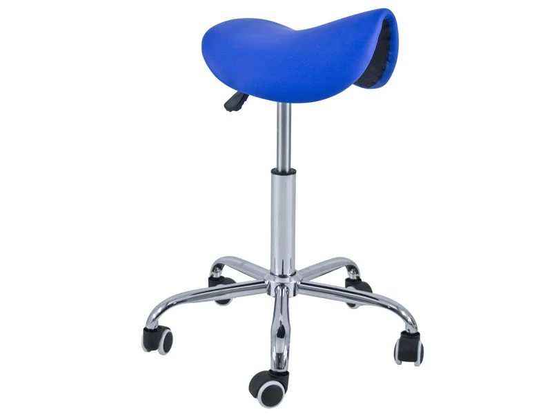 QUIRUMED Stool Pony 5 Wheels Chrome Base Blue