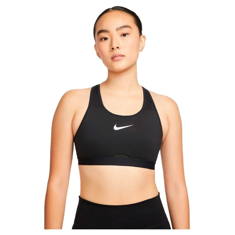 NIKE Women's Dri Fit Swoosh Hs Bra, Black/Black/Dk Smoke Grey/Whit, M UK