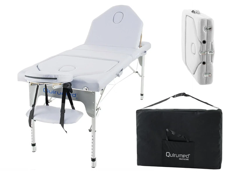 Quirumed Aluminium Folding Table 186 x 66 cm with Double Folding Backrest White