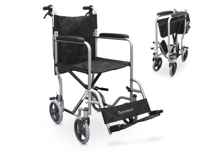 QUIRUMED Home Wheelchair, seat Width 41 cm, Transit Wheelchair, Lightweight, Foldable, Document Pocket, for The Elderly, for The Disabled