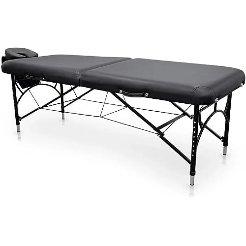Quirumed Aluminium Folding Massage Table Easy Force, Colour Black, Massage Table, Leatherette, High-density padding, Height adjustable, Lightweight, Up to 210 kg