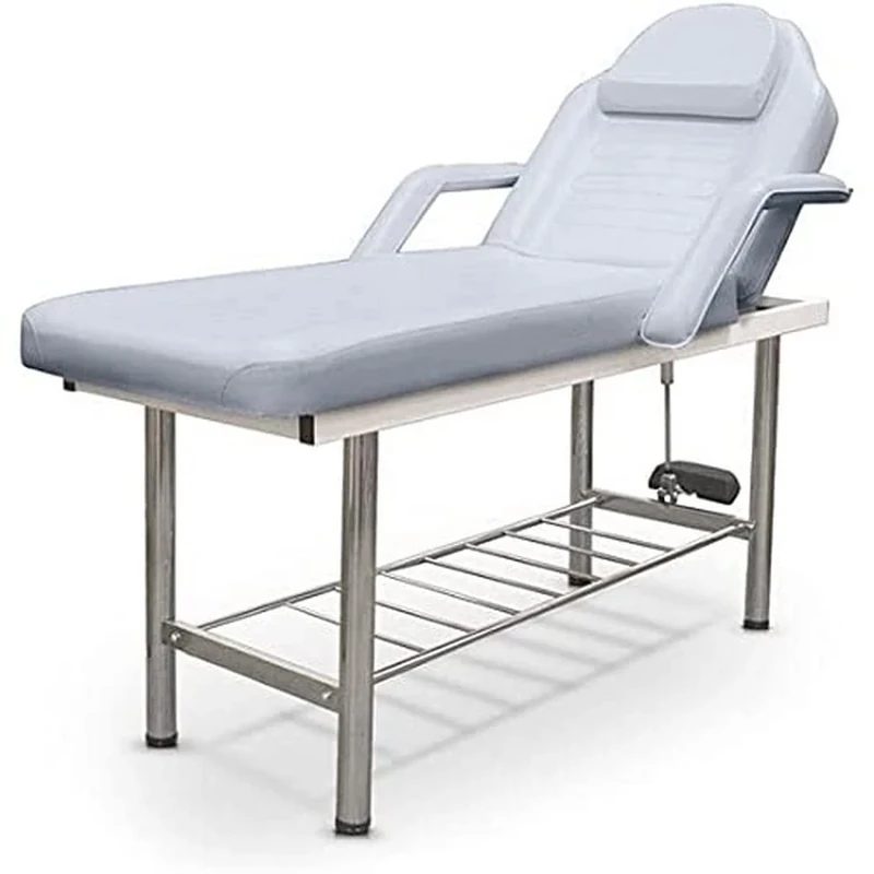 Quirumed Fixed Stretcher, 2 Body, Chrome Steel, with Face Hole, Removable Armrests, Silver, Leatherette, Folding Backrest, Lower Tray, Seat and Backrest Tray, Seat and Backrest Tray, Stainless Steel.