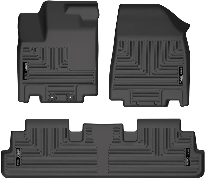 Husky Liners Weatherbeater Series | Front & 2nd Seat Floor Liners - Black | 95701 | Fits 2022 Nissan Pathfinder and Infinity QX60