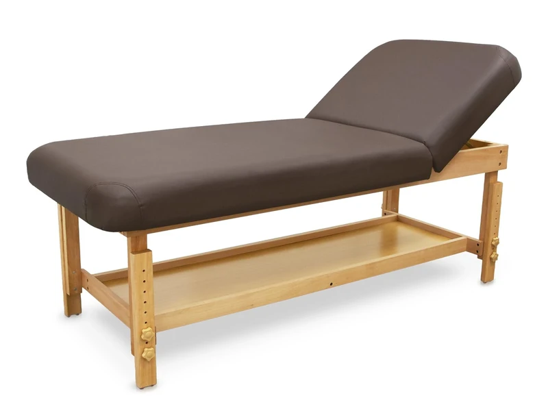 QUIRUMED Massage Table, Made of Wood, perfect for SPA, with Backrest, Brown Colour, Leatherette, High Density Padding, Height Adjustable