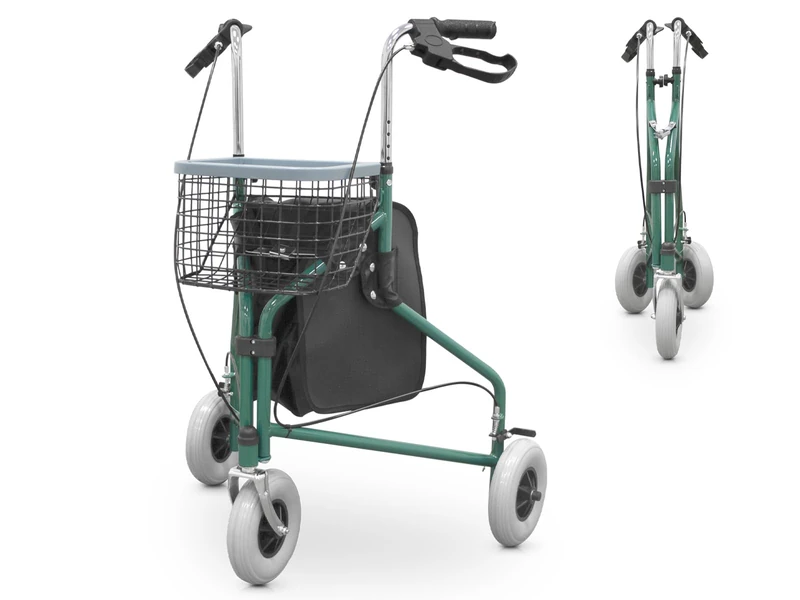 3 Wheel Folding Walker with Basket and Backpack