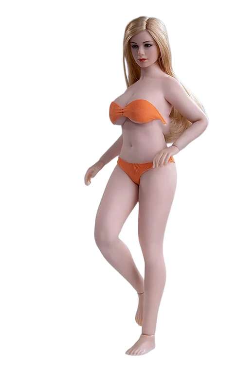 1/12 Scale Action Figure,6 inch Female Super-Flexible Slightly Fat Pale Skin Large Bust Action Figure Doll Collection T05A