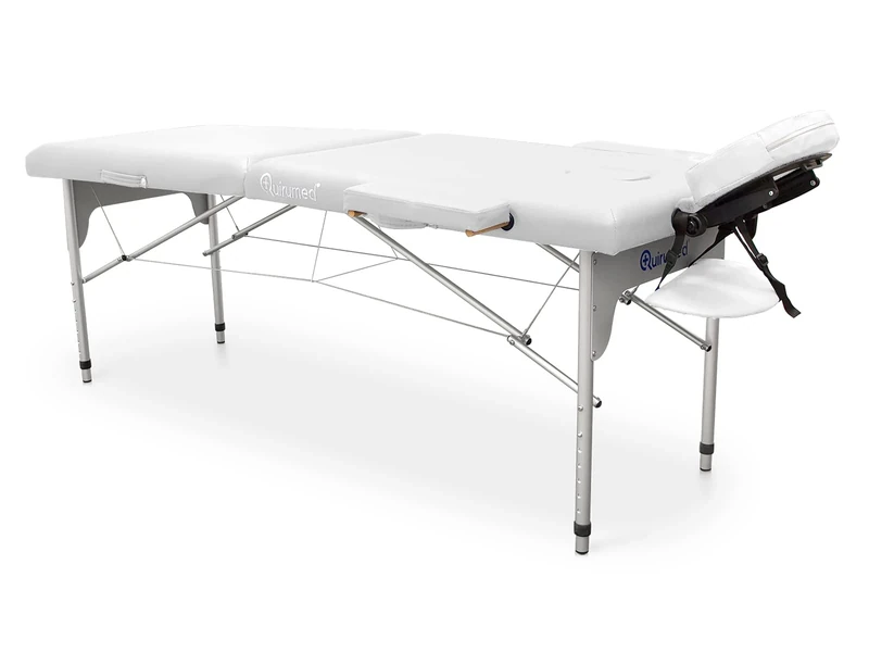 Quirumed Aluminium Folding Massage Table Easy, Colour white, 186 x 66 cm, Massage table, Leatherette, Lightweight, Portable, Telescopic height adjustment, Up to 140 kg