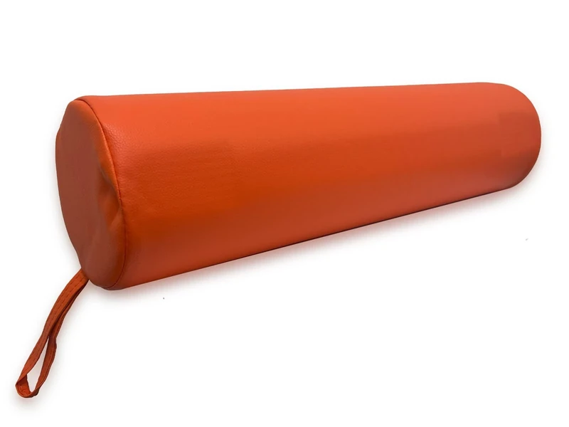 QUIRUMED 55 x 15 cm Orange Faux Leather Foam Filled Yoga Fitness Massage Roller Cushion