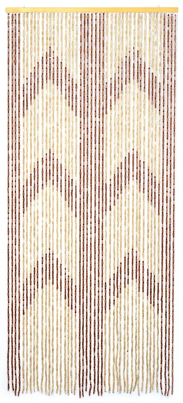 FlavorThings Natural Bamboo Wood Beaded Curtain for Doorway Room Divider 45 Strands 36" x 79"，Bamboo and Wooden Doorway Beads-Boho Bohemian Curtain，Chevron (Beige/Coffee)