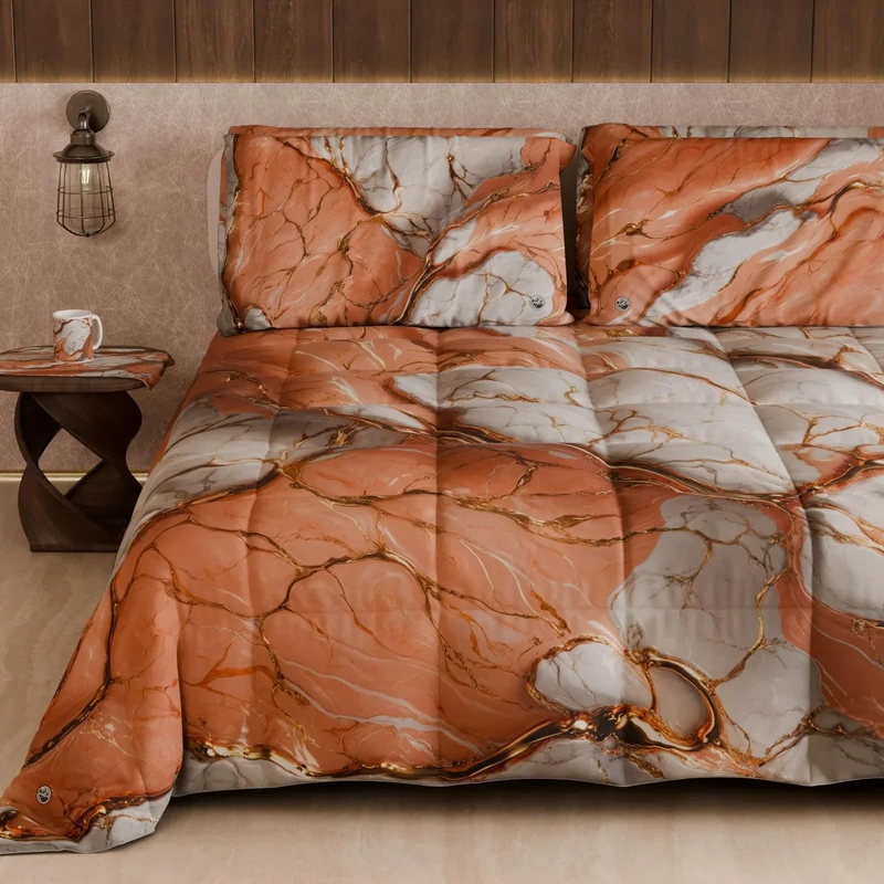 PETTI Artigiani Italiani - Quilt, Winter Duvet, Winter Quilt, Single Double Sided Quilt Solid Colour and Digital Floral Print 06 White, 100% Hypoallergenic Microfibre, Made in Italy