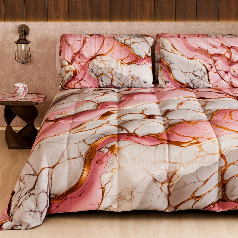 PETTI Artigiani Italiani - Quilt, Winter Duvet, Winter Quilt, Double Face Plain Dyed and Digital Floral Print 20 04, 100% Hypoallergenic Microfiber, Made in Italy