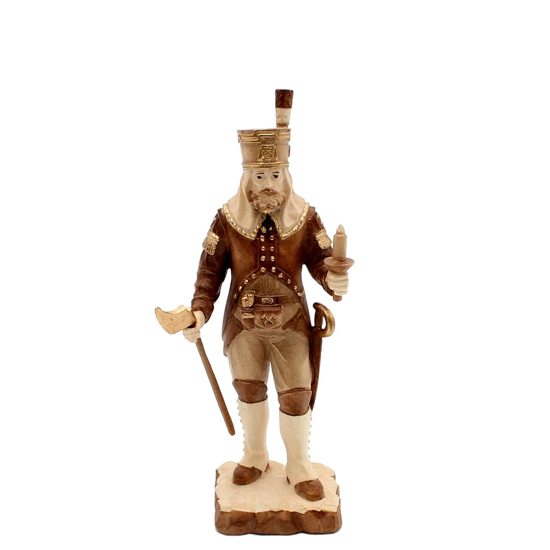 Dekohelden24 Hand-Carved Annaberger top Climber with Tool, Height with Base Approx. 10 cm, A. Obersteiger Stained, 10cm