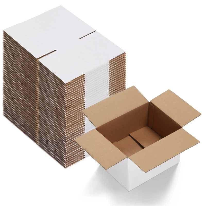 Calenzana Shipping Boxes Set Of 40. Corrugated Cardboard Box For Sending Packaging Gifts For Small Business 8X6X4 White - Image 1
