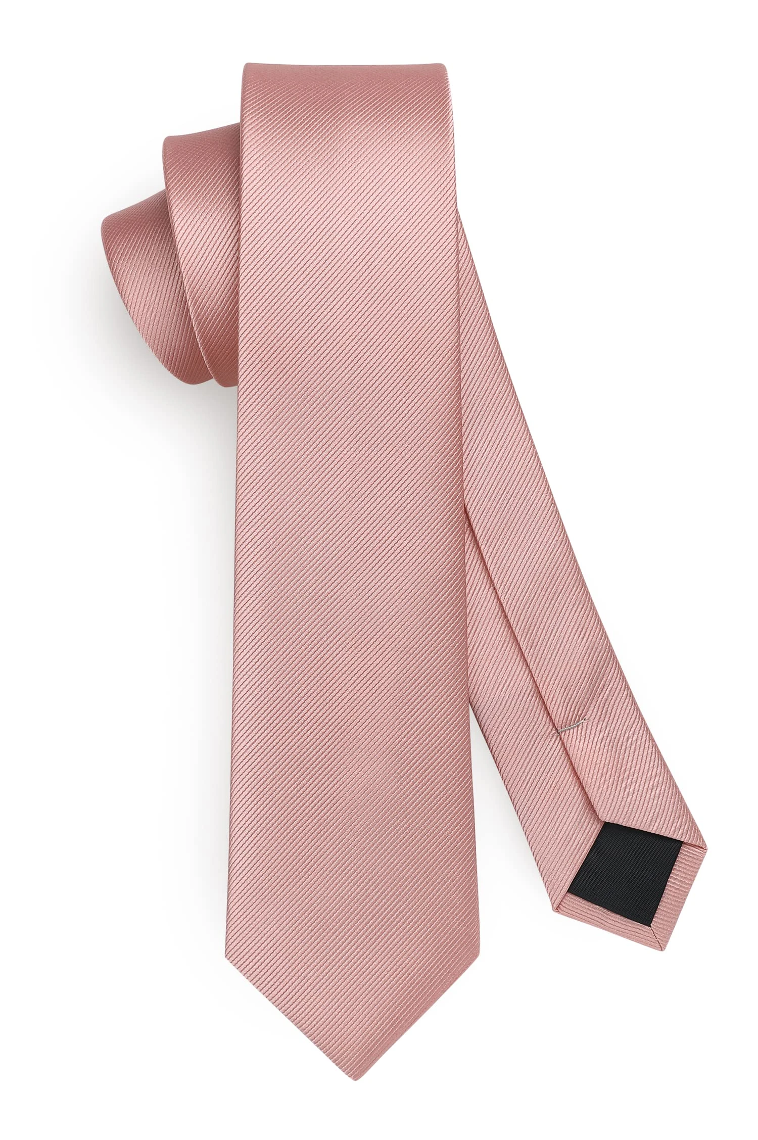 HISDERN Pink Tie Silk Skinny Tie Slim ties For Men Solid NeckTie Classic Formal Tie For Business Wedding(6cm)
