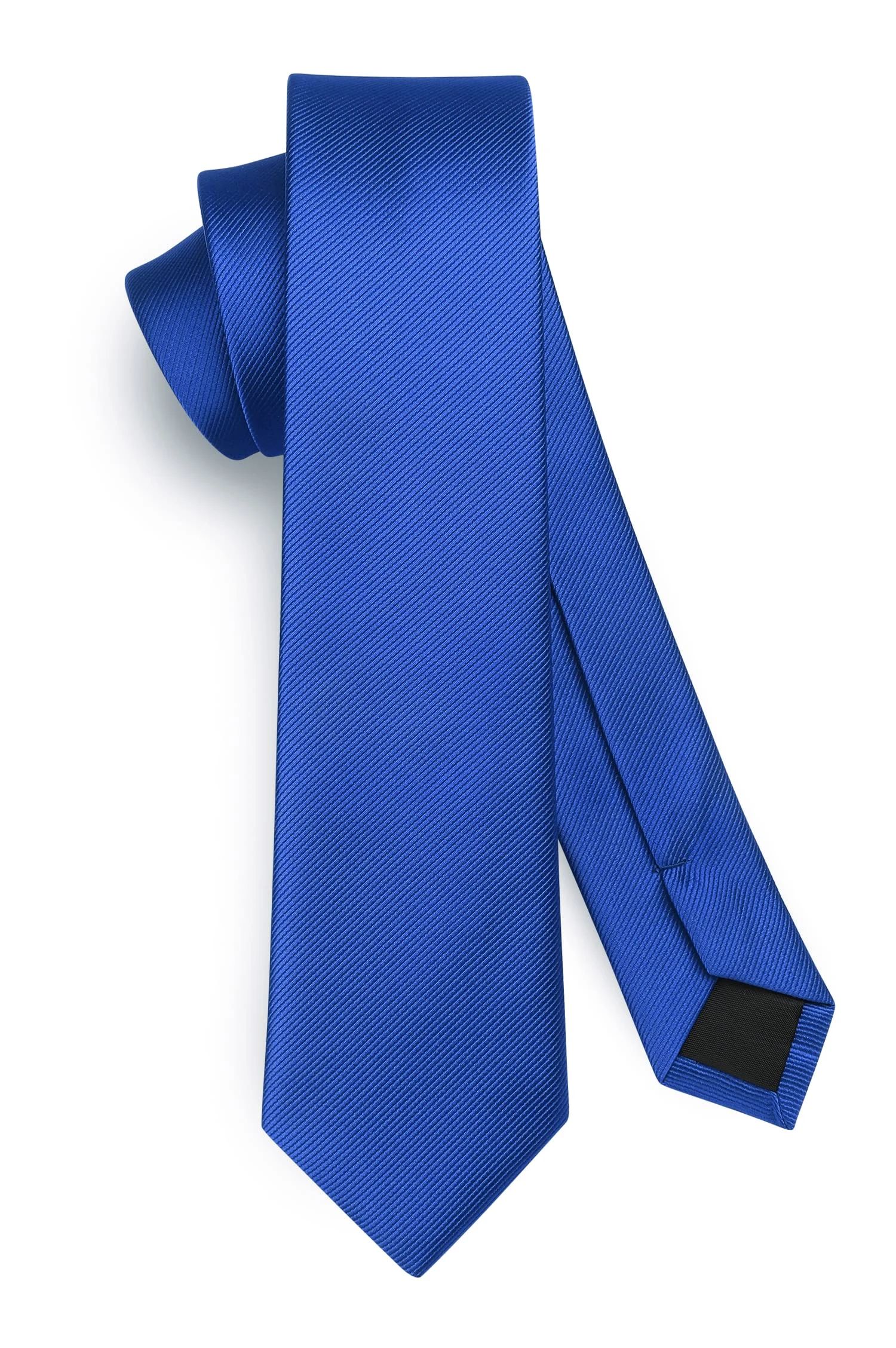HISDERN Royal Blue Tie Silk Skinny Tie Slim ties For Men Solid NeckTie Classic Formal Tie For Business Wedding(6cm)