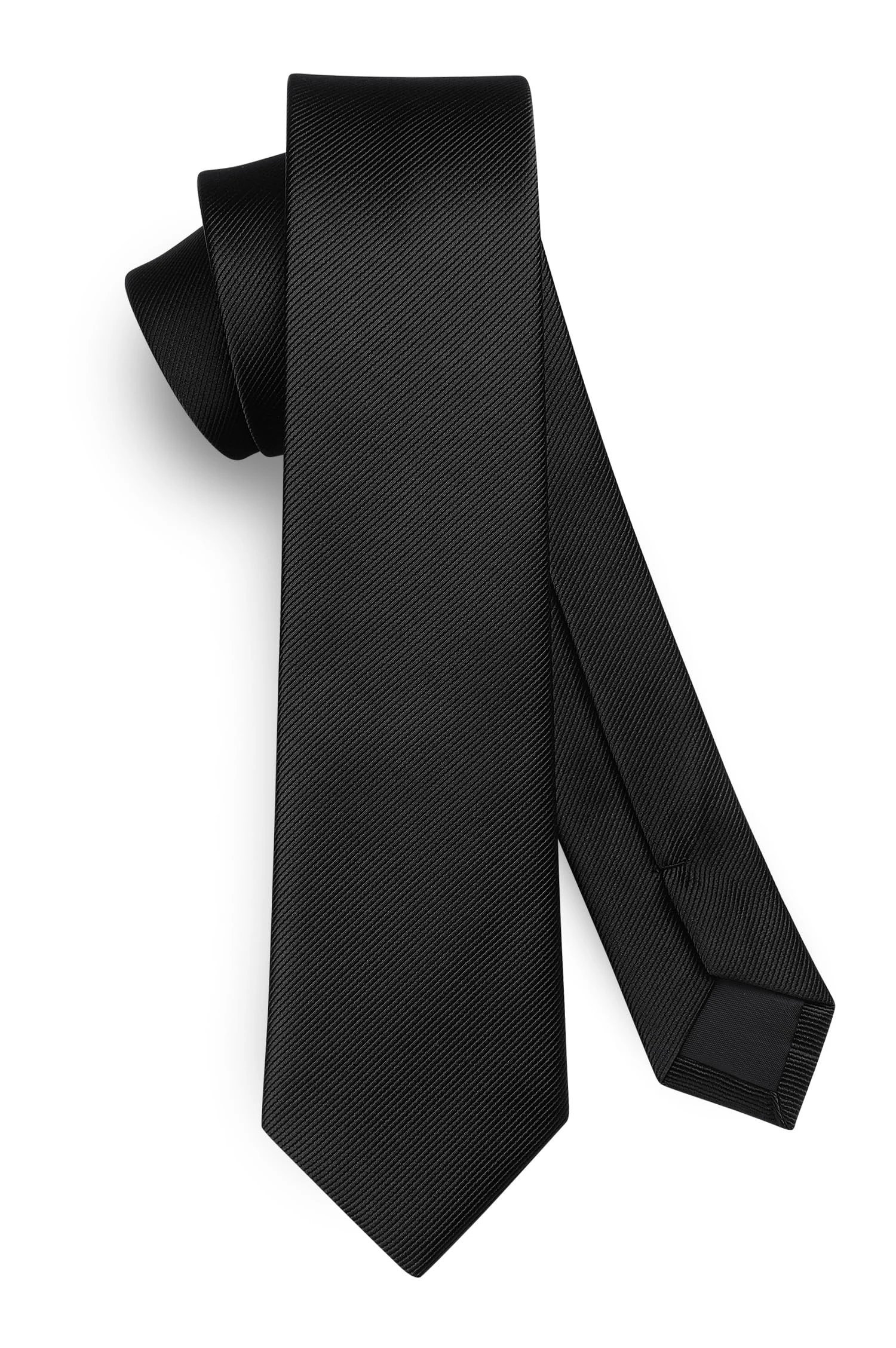 HISDERN Funeral Skinny Ties for Men: Black Slim Ties - Solid Necktie for Men 6cm