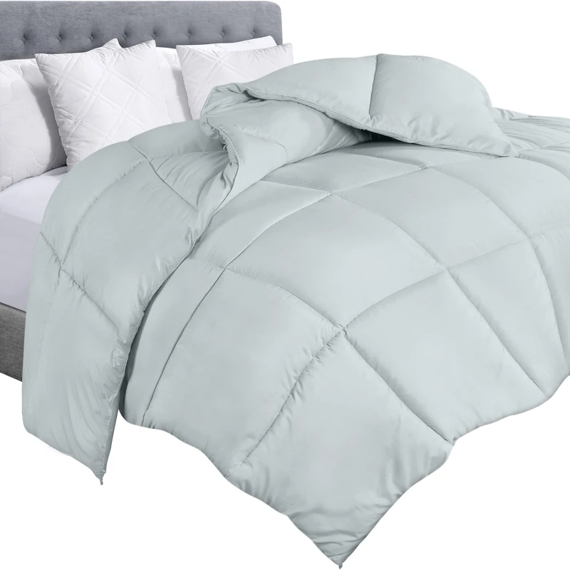 Utopia Bedding Comforter Duvet Insert - Quilted Comforter with Corner Tabs - Box Stitched Down Alternative Comforter (King, Light Grey)