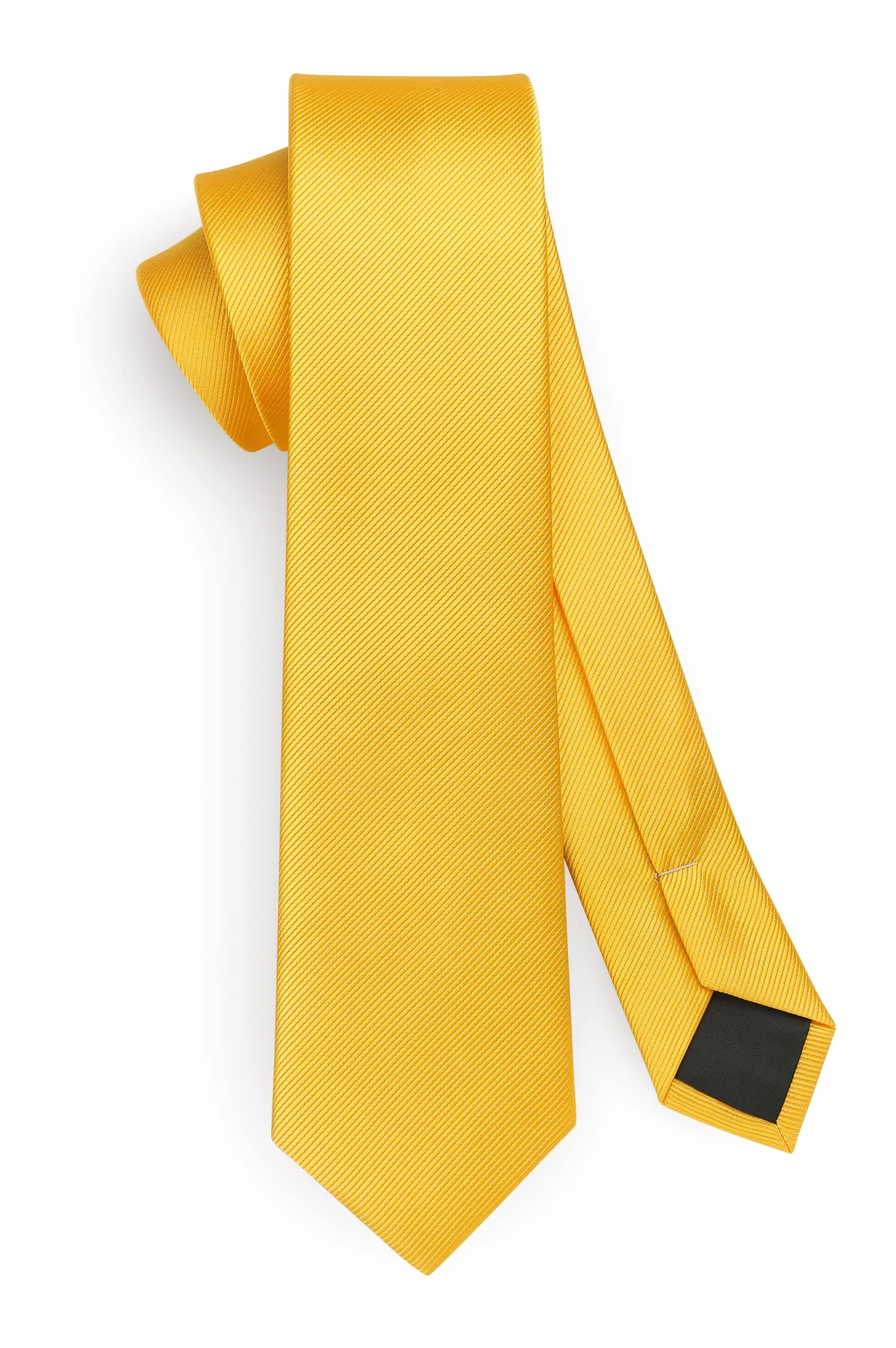 HISDERN Yellow Tie Silk Skinny Tie Slim ties For Men Solid NeckTie Classic Formal Tie For Business Wedding(6cm)