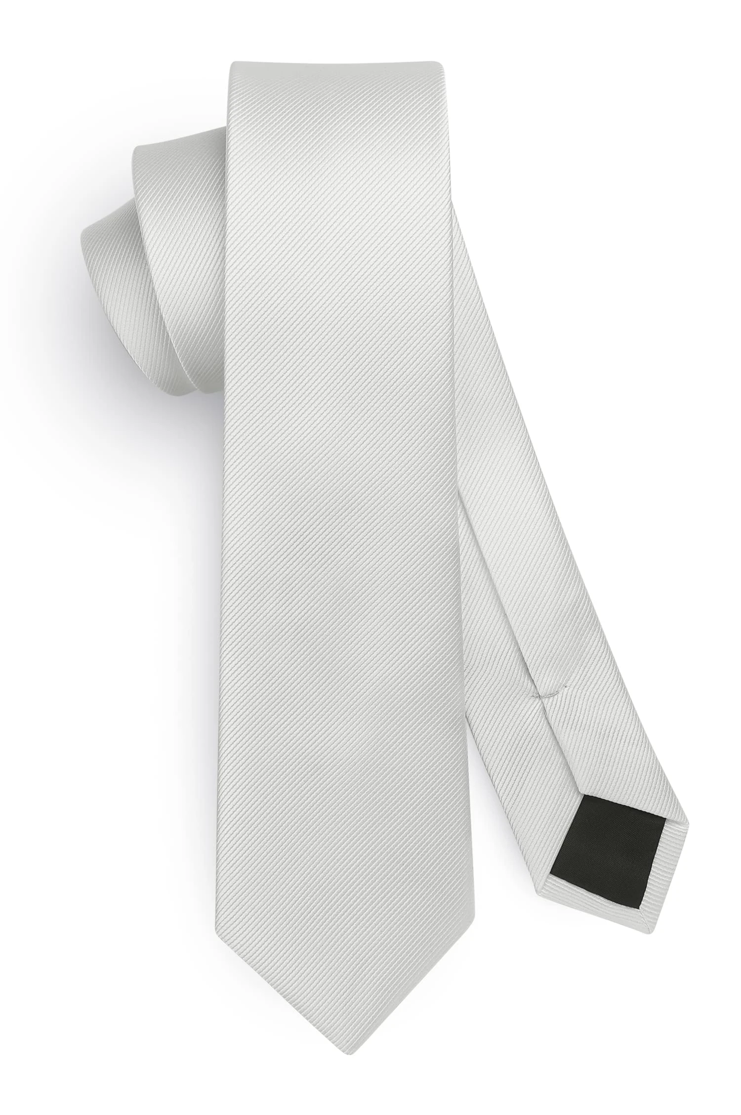 HISDERN White Tie Silk Skinny Tie Slim ties For Men Solid NeckTie Classic Formal Tie For Business Wedding(6cm)