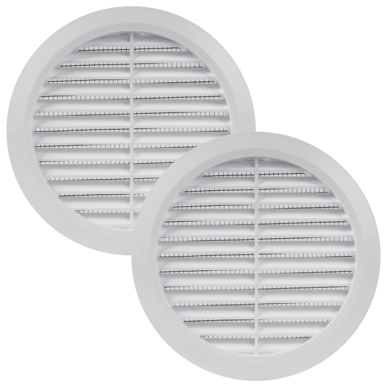 Vent Systems 125 mm / 4.92'' Inch - White Pack of 2 Air Vent Cover - Round Air Vents - Ventilation Grille - Integrated Insect Screen - HVAC Vents for Bathroom, Home Office, Kitchen