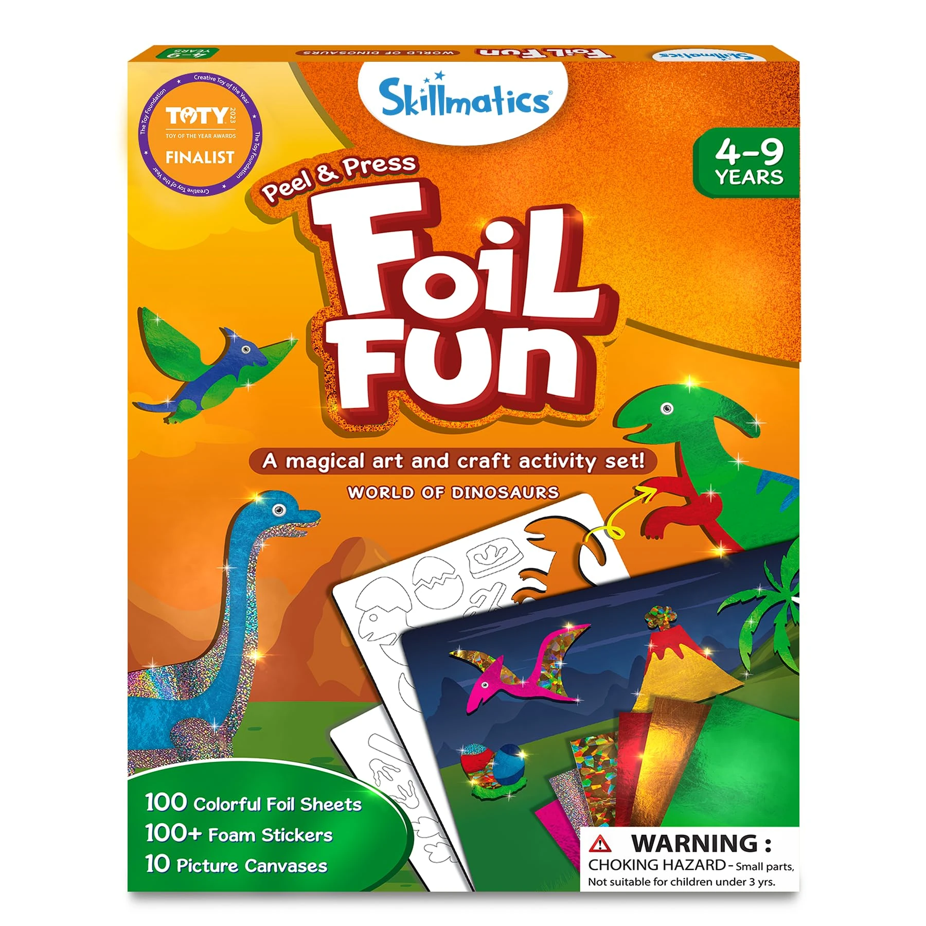 Skillmatics Foil Fun - Dinosaurs, No Mess Art for Kids, Craft Kits & Supplies, DIY Creative Activity, Travel Toys, Gifts for Boys & Girls Ages 4, 5, 6, 7, 8, 9