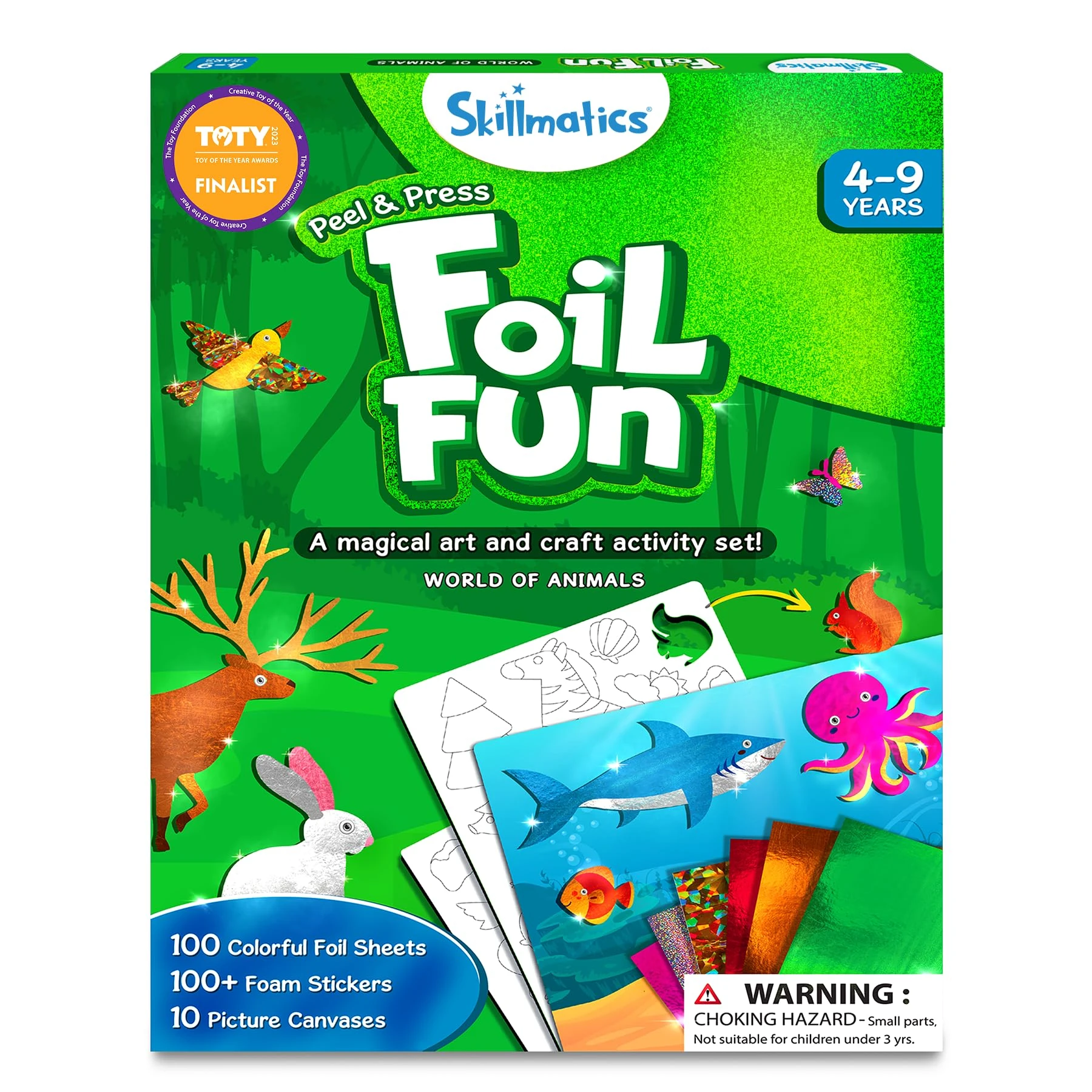 Skillmatics Foil Fun - Animals, No Mess Art for Kids, Travel Toys, Craft Kits, DIY Creative Activity, Christmas Gifts for Boys & Girls Ages 4, 5, 6, 7, 8, 9