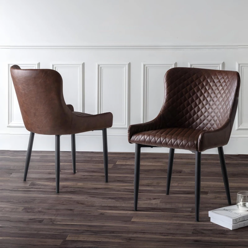 Julian Bowen Set Of 2 Luxe Dining Chairs - Brown