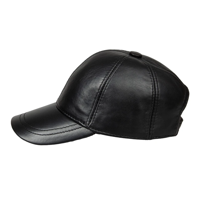 HATSQUARE Genuine Leather Unisex Baseball Cap – Adjustable, Soft-Feel, Classic Style for Men & Women (Black)